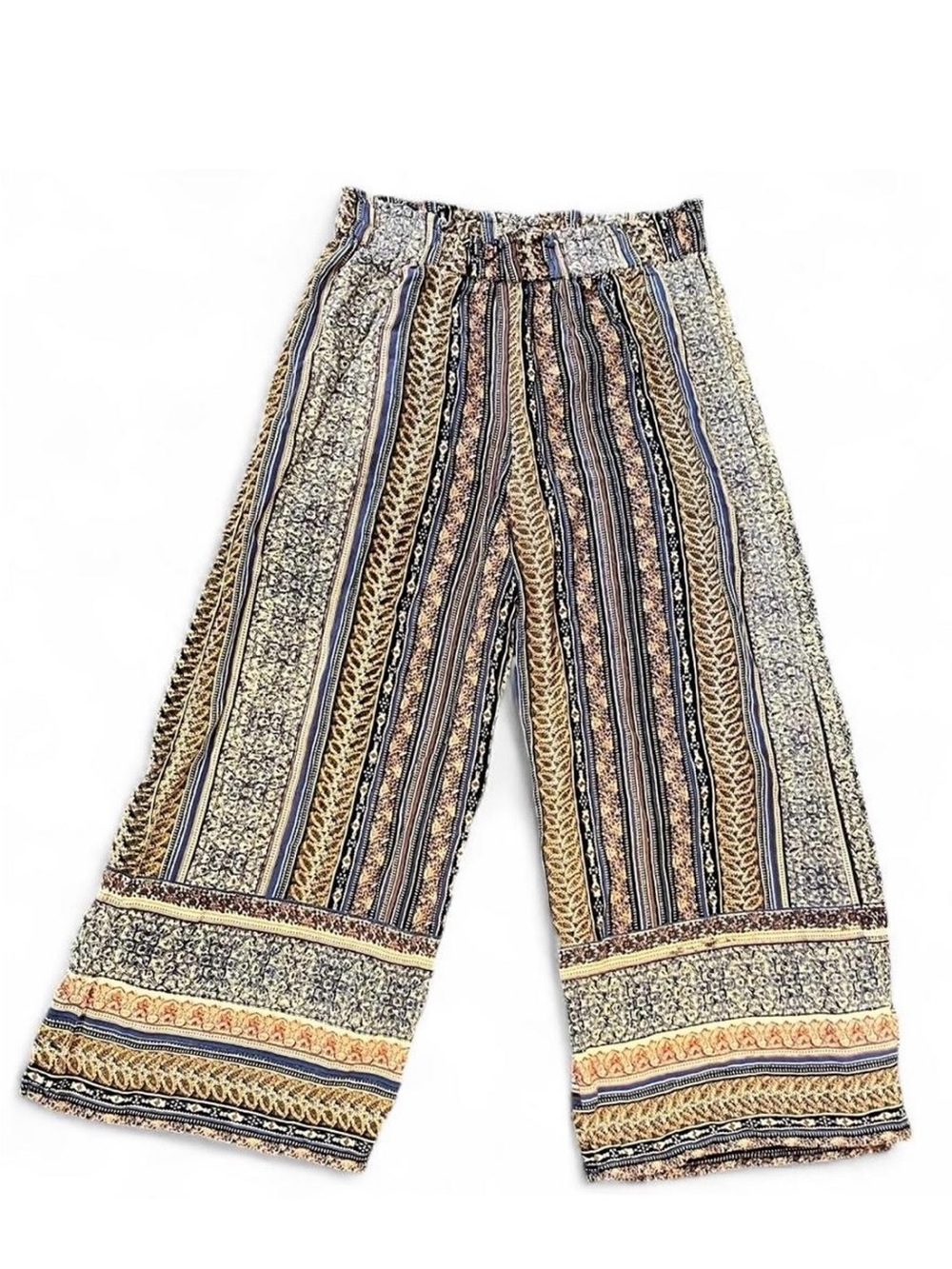 Nostalgia Patterned Flared Rayon Pants
